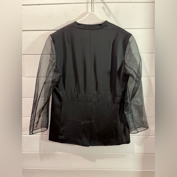 🖤 FRENCH CONNECTION – Black Sheer Sleeve Blazer 10 - Picture 4 of 9